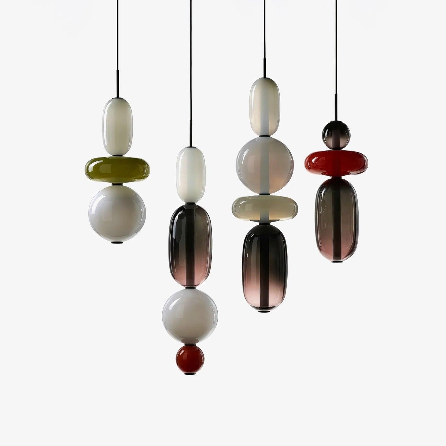 Coloured Glass Pendant Ceiling Lamp | Modern Chandelier Light for Dining and Living