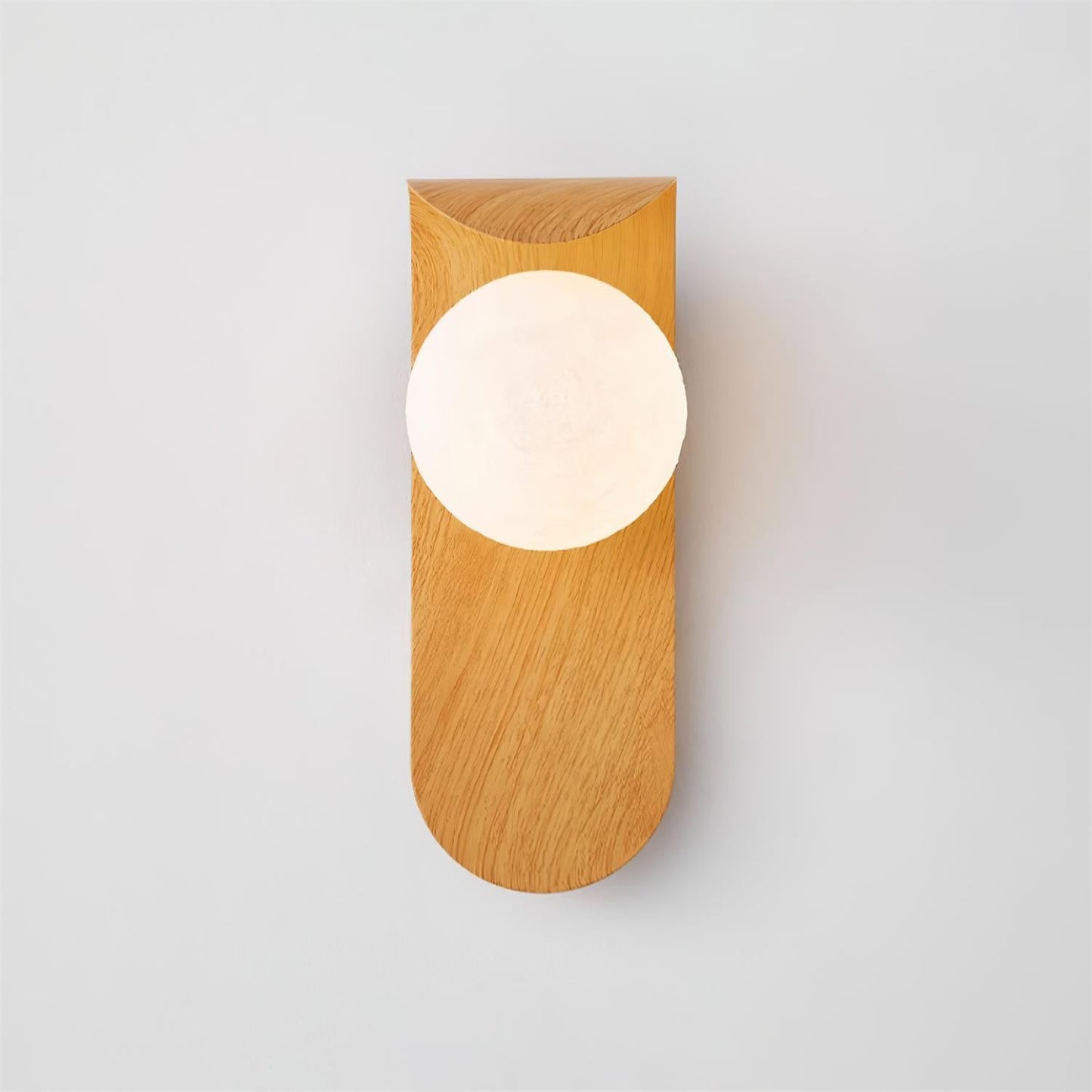 Modern Wood Wall Lamp | Curved Globe Sconce for Living Room or Bedroom