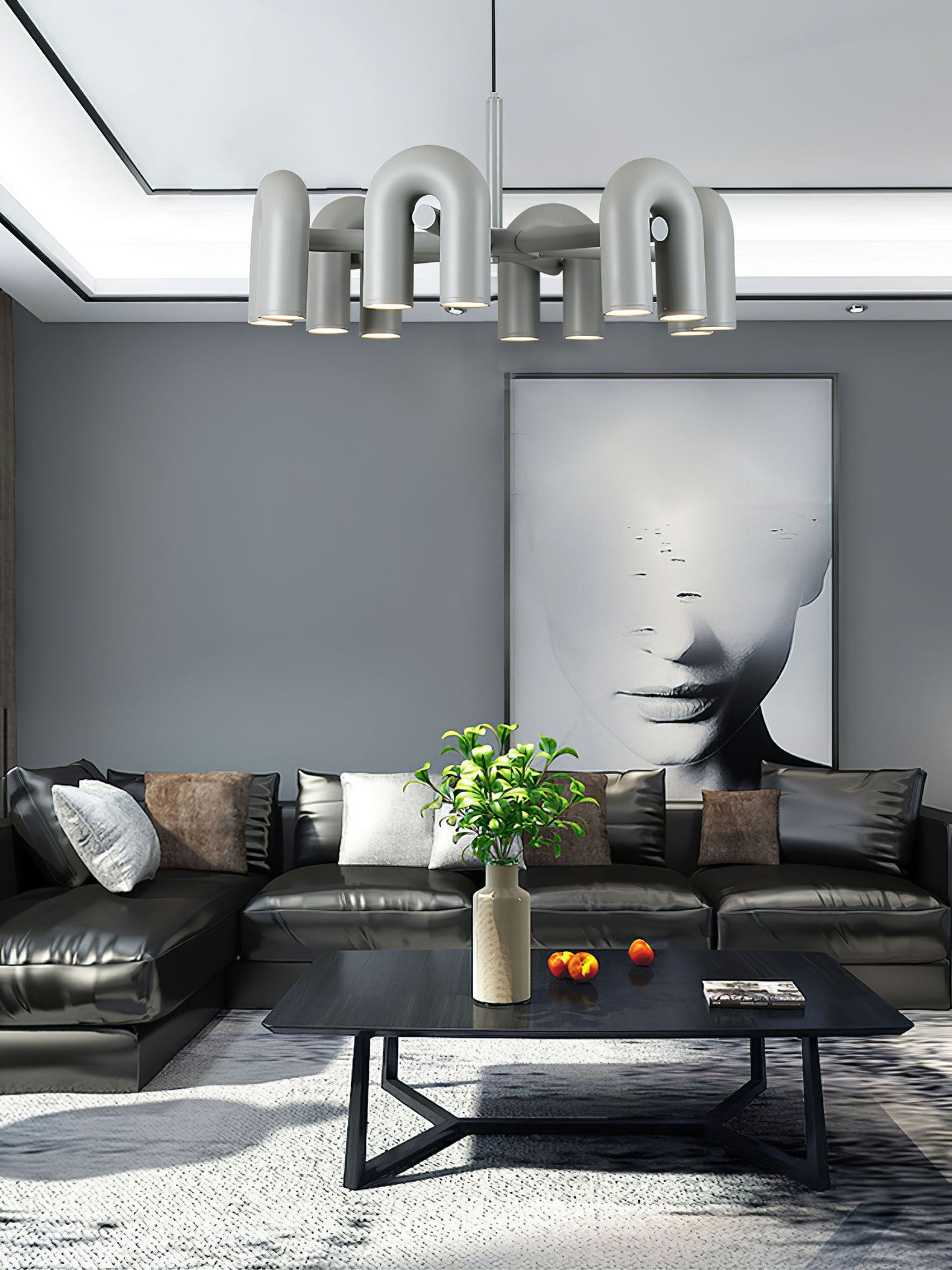 Modern U-Shape Ceiling Lamp | Playful LED Chandelier for Living Room