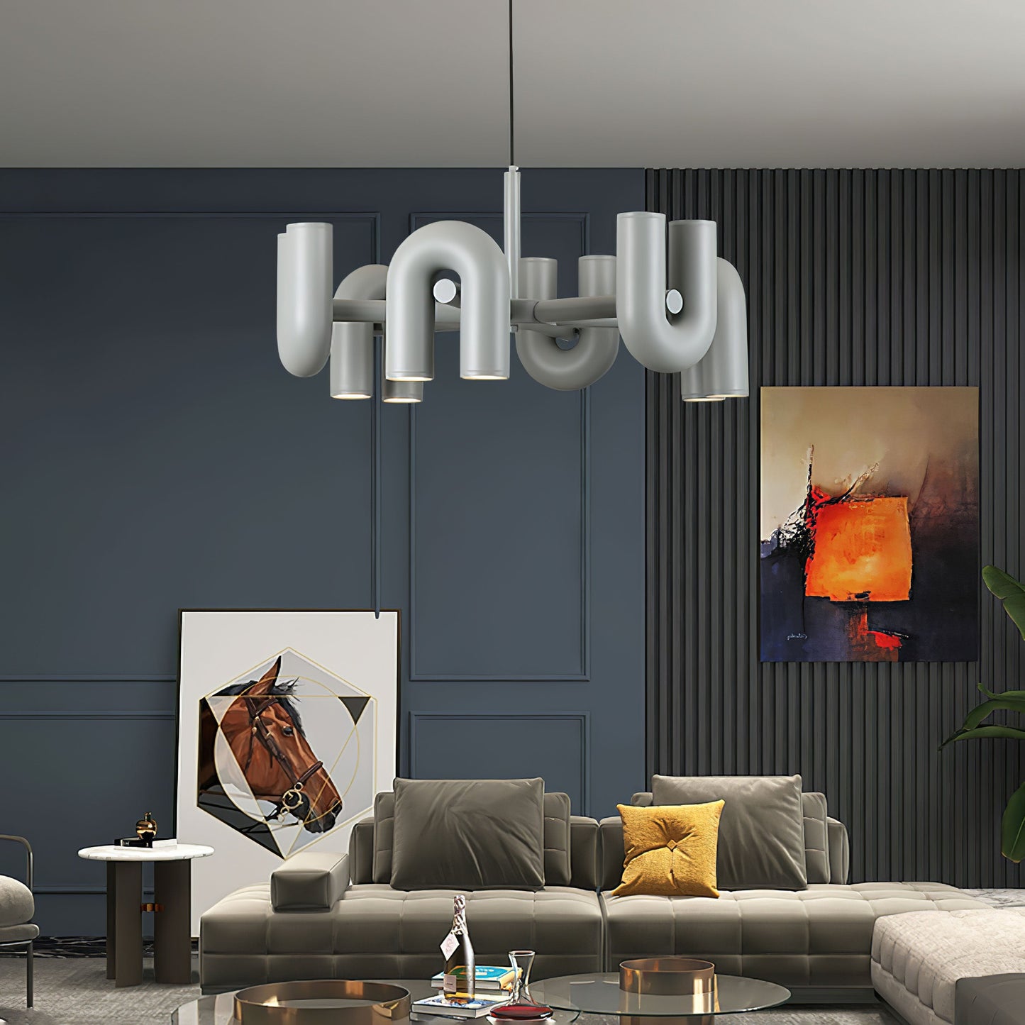 Modern U-Shape Ceiling Lamp | Playful LED Chandelier for Living Room
