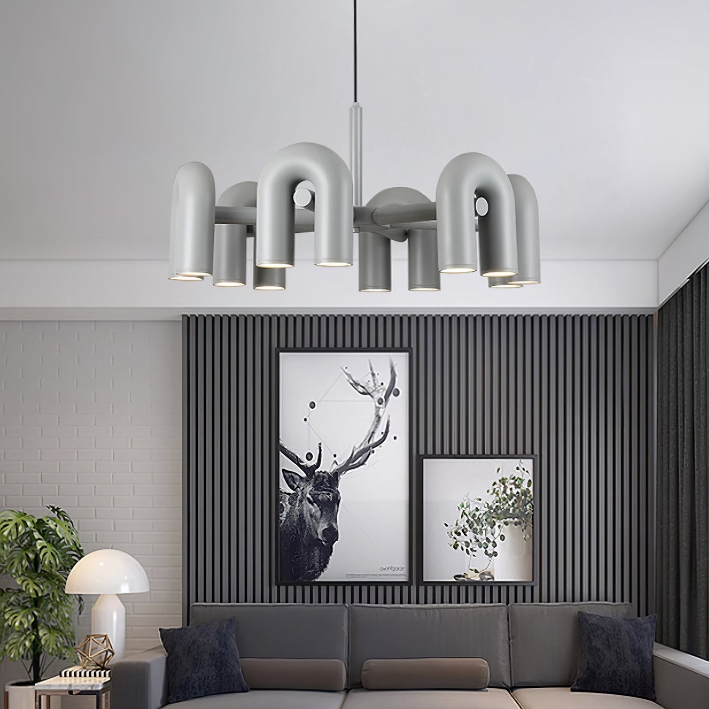 Modern U-Shape Ceiling Lamp | Playful LED Chandelier for Living Room