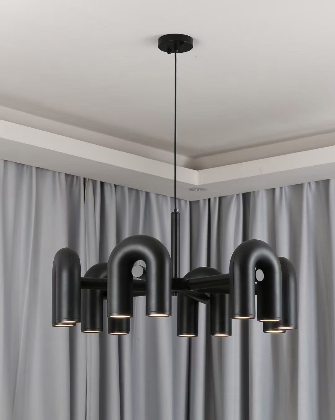 Modern U-Shape Ceiling Lamp | Playful LED Chandelier for Living Room