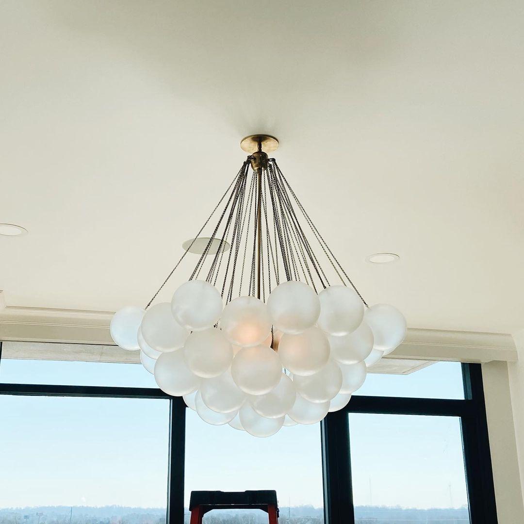 Modern Frosted Glass Ball Chandelier | Luxury Ceiling Lamp for Living Room & Bedroom