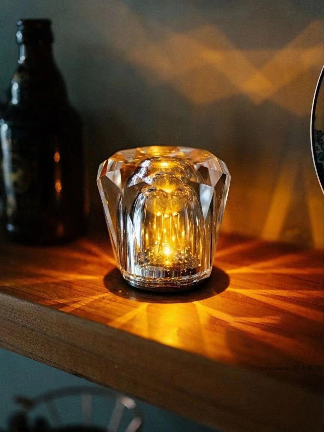 Crystal Diamond Table Lamp | Elegant Rechargeable Decorative Light