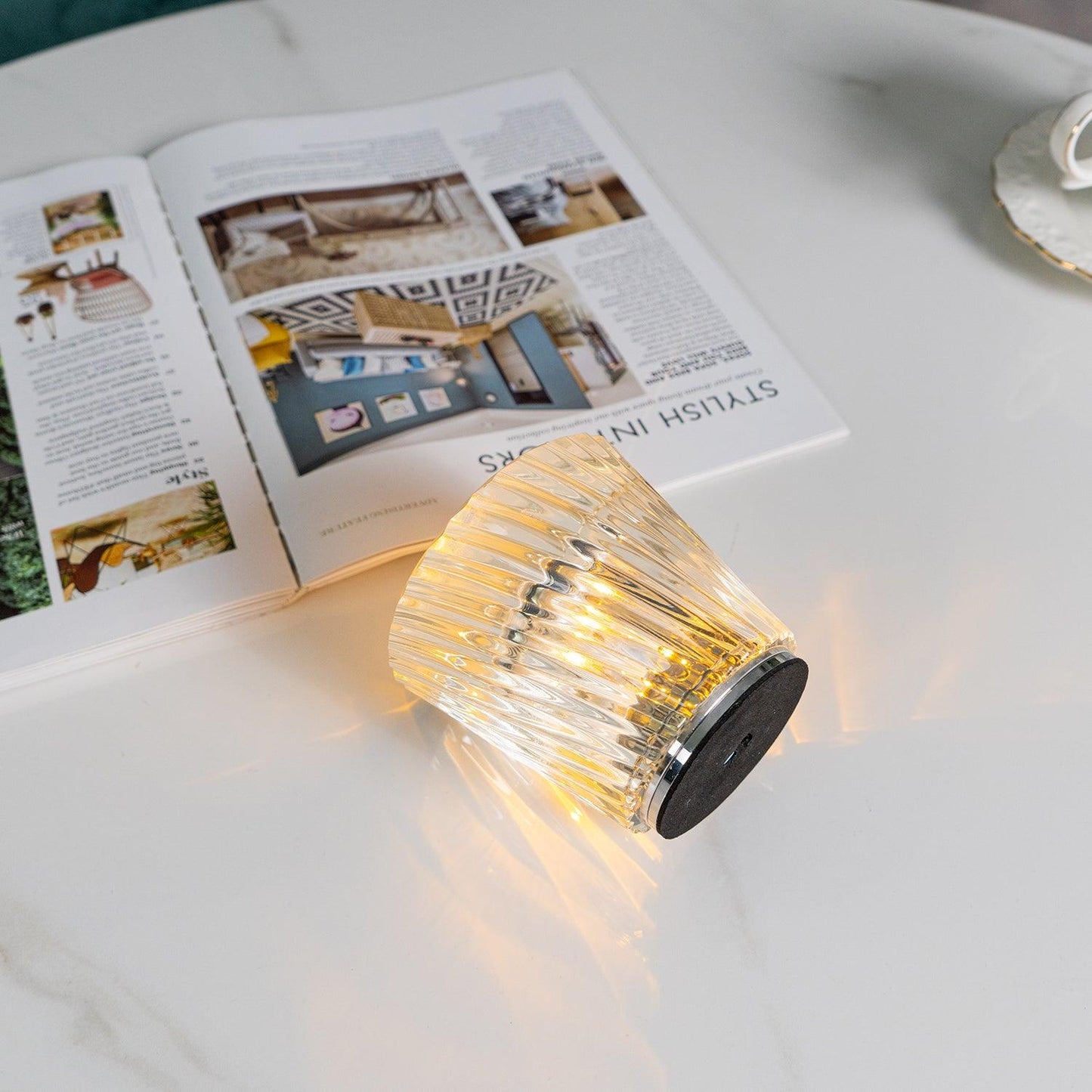 Crystal Diamond Table Lamp | Elegant Rechargeable Decorative Light