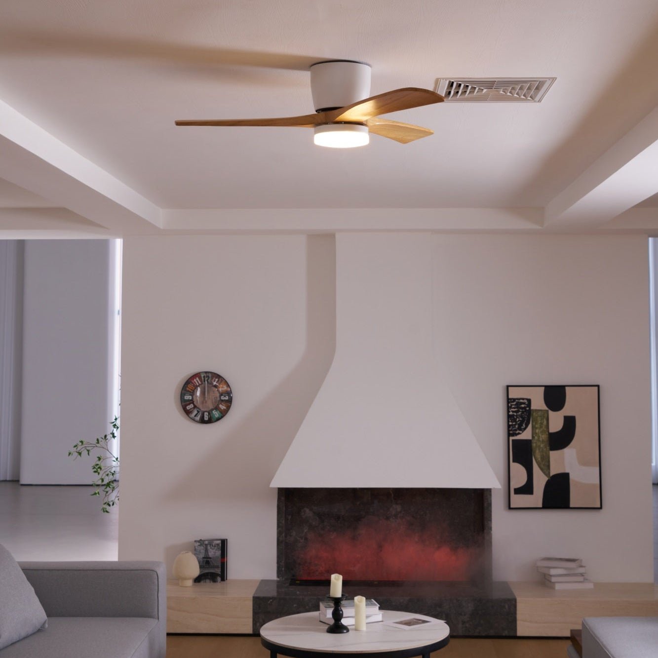 Modern Nordic Wooden Ceiling Fan with LED Light | Quiet Bedroom Ceiling Lamp