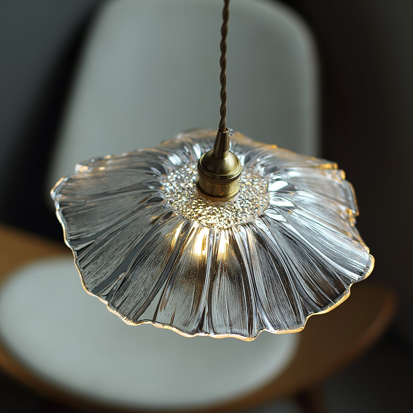 Vintage Flower Glass Pendant Light | Retro Plug-in Ceiling Lamp