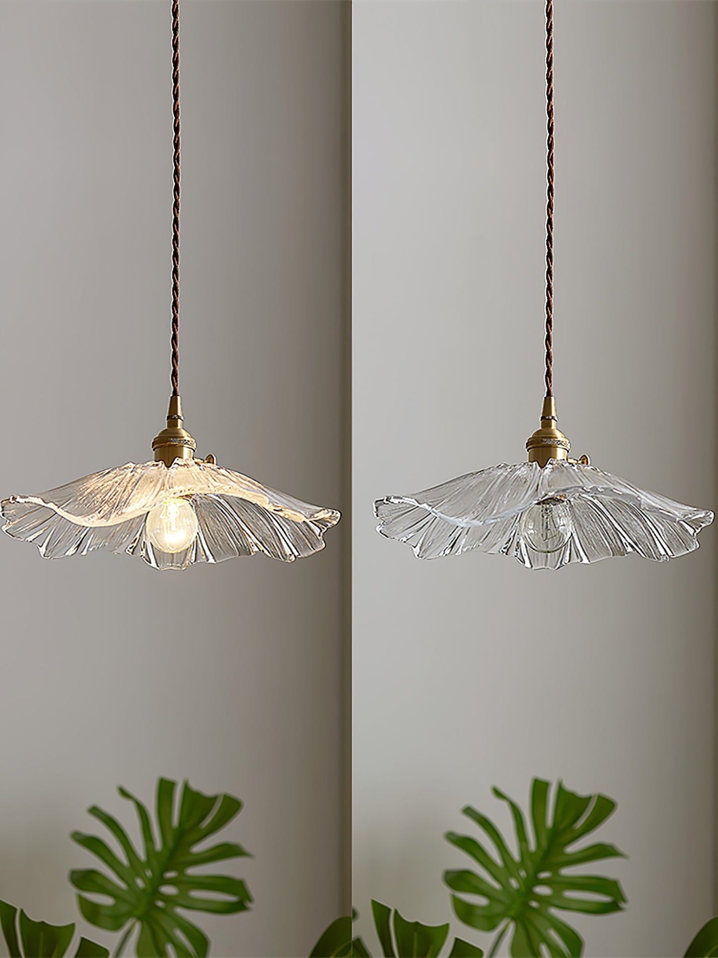 Vintage Flower Glass Pendant Light | Retro Plug-in Ceiling Lamp