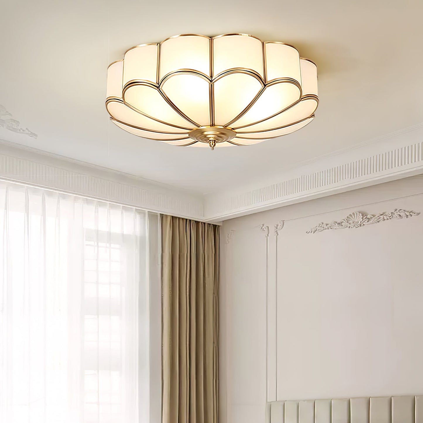 Flower Shape Glass Ceiling Lamp | Elegant Bedroom and Living Room Light Fixture