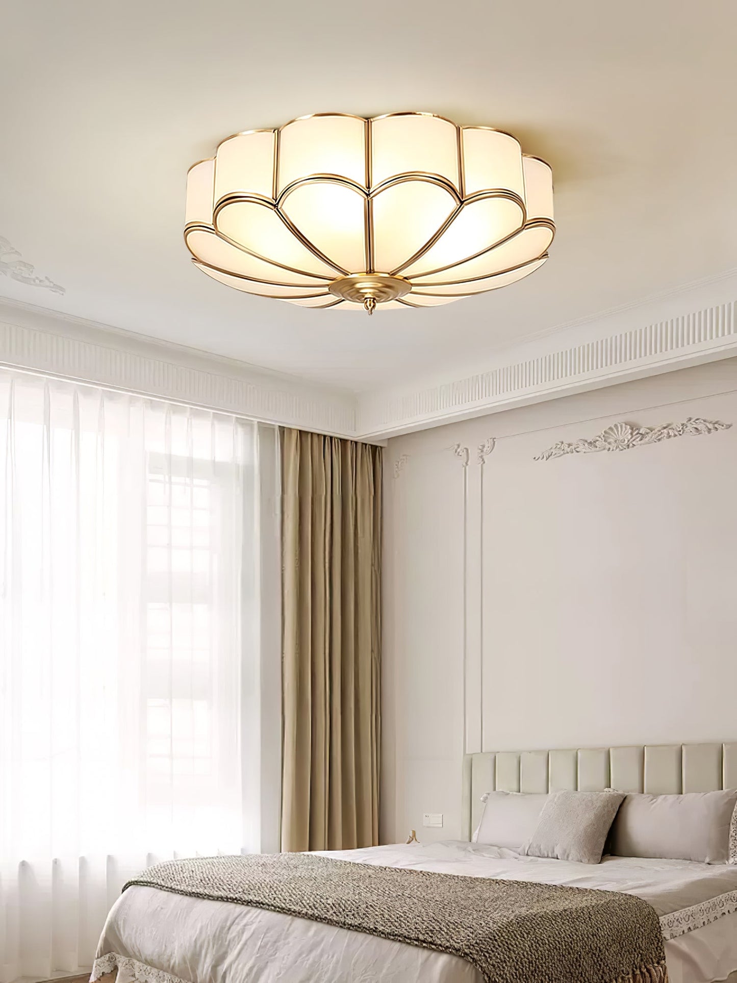 Flower Shape Glass Ceiling Lamp | Elegant Bedroom and Living Room Light Fixture