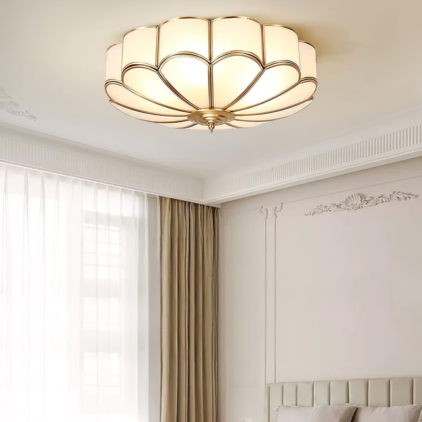Flower Shape Glass Ceiling Lamp | Elegant Bedroom and Living Room Light Fixture