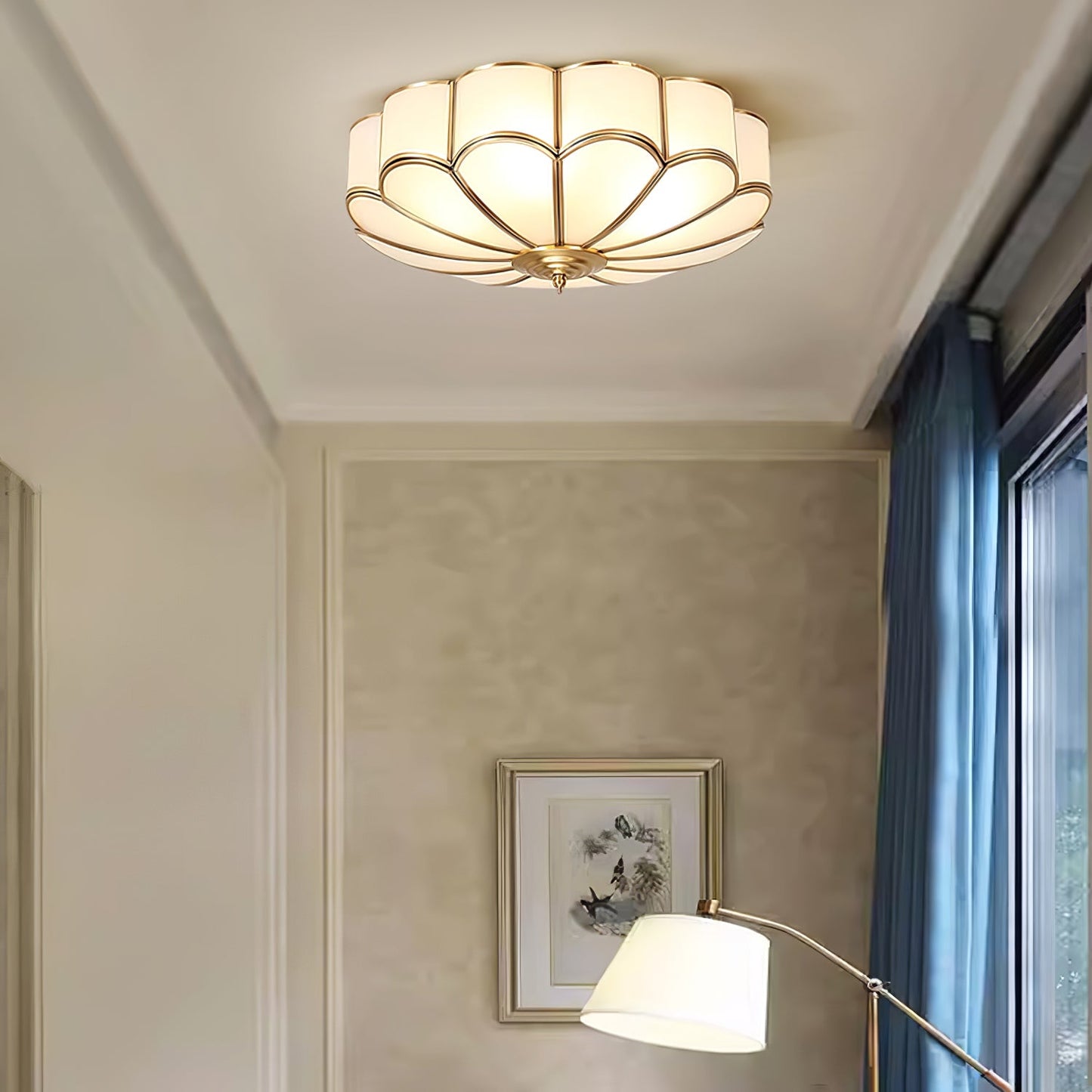 Flower Shape Glass Ceiling Lamp | Elegant Bedroom and Living Room Light Fixture