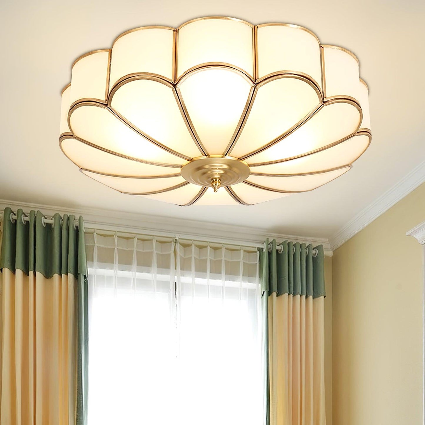 Flower Shape Glass Ceiling Lamp | Elegant Bedroom and Living Room Light Fixture