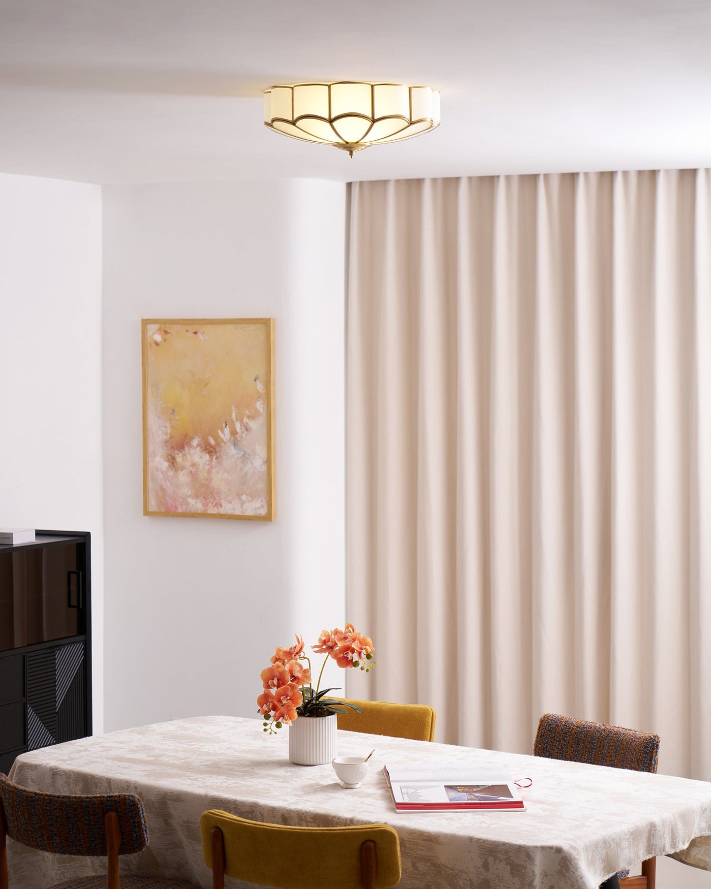 Flower Shape Glass Ceiling Lamp | Elegant Bedroom and Living Room Light Fixture