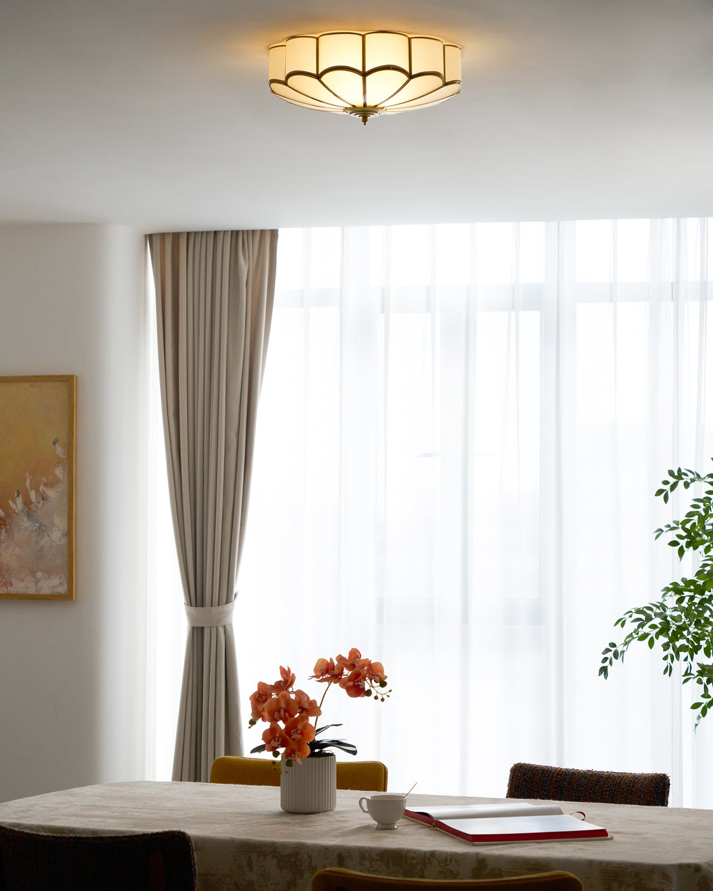 Flower Shape Glass Ceiling Lamp | Elegant Bedroom and Living Room Light Fixture