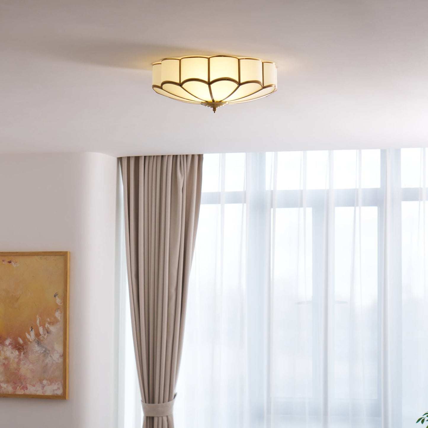Flower Shape Glass Ceiling Lamp | Elegant Bedroom and Living Room Light Fixture