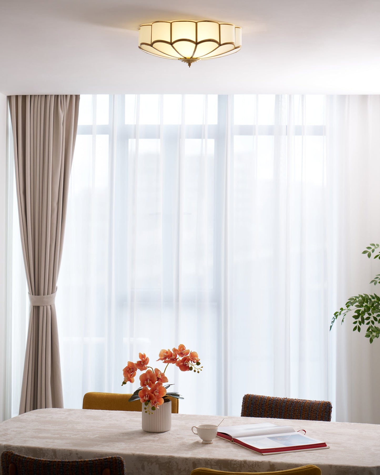 Flower Shape Glass Ceiling Lamp | Elegant Bedroom and Living Room Light Fixture