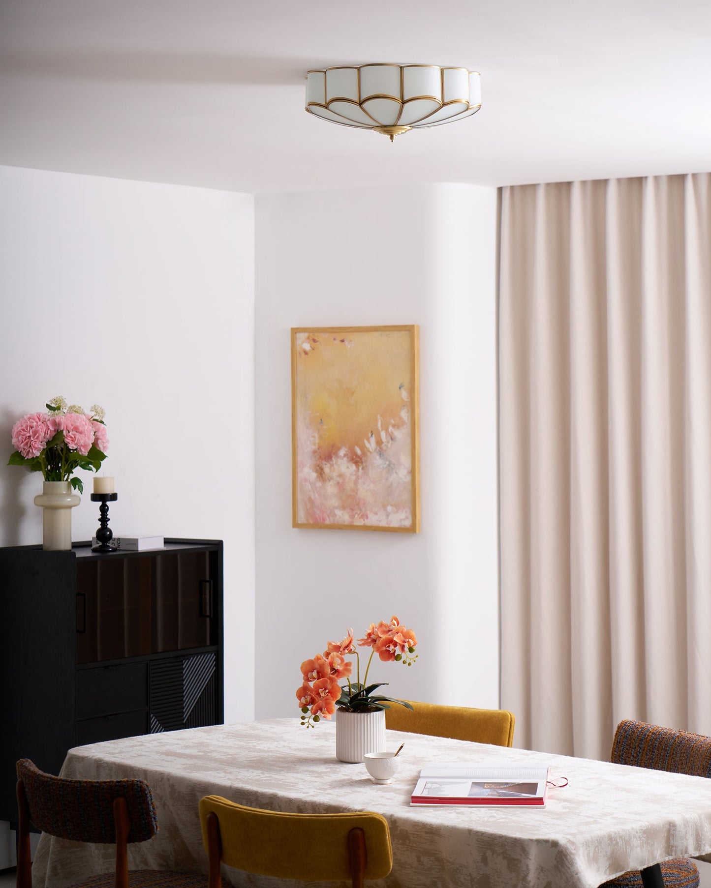 Flower Shape Glass Ceiling Lamp | Elegant Bedroom and Living Room Light Fixture