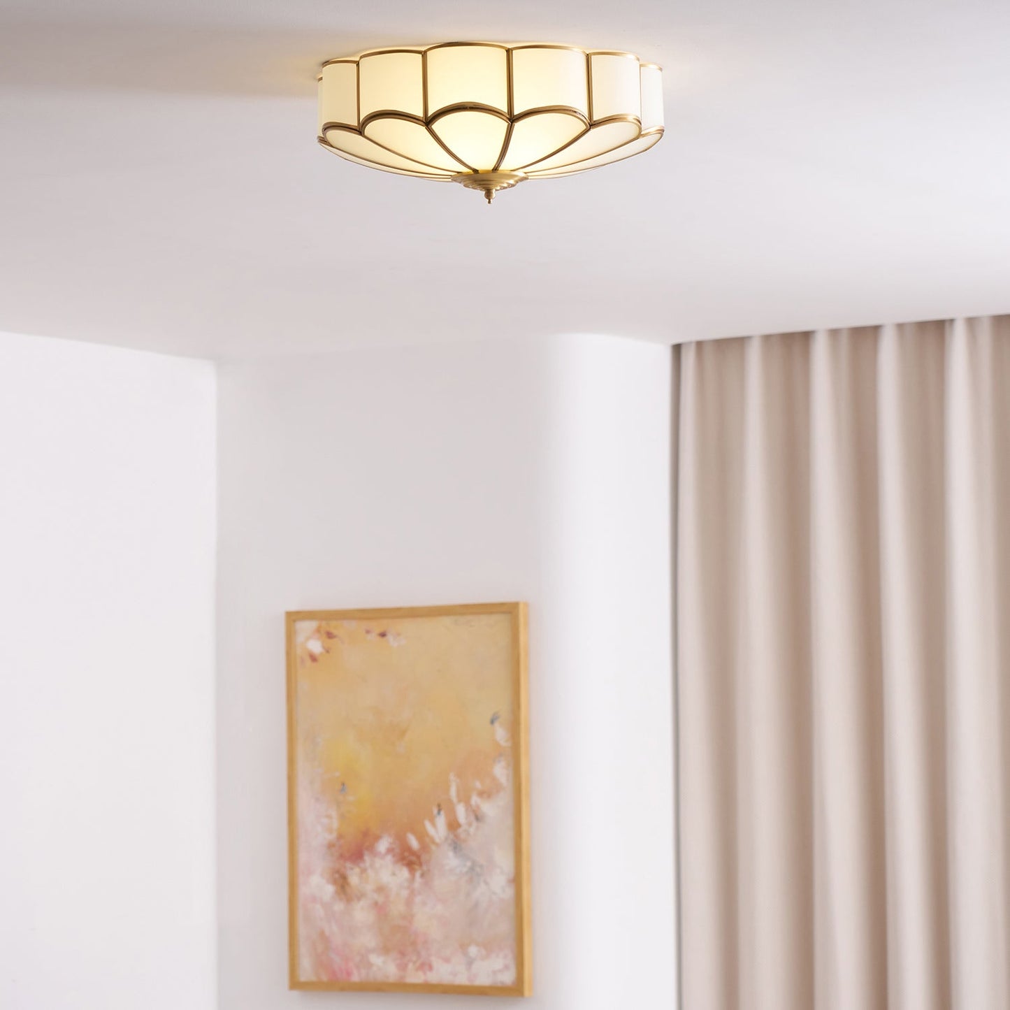 Flower Shape Glass Ceiling Lamp | Elegant Bedroom and Living Room Light Fixture