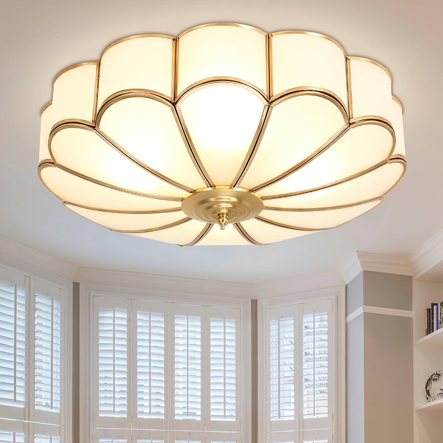 Flower Shape Glass Ceiling Lamp | Elegant Bedroom and Living Room Light Fixture