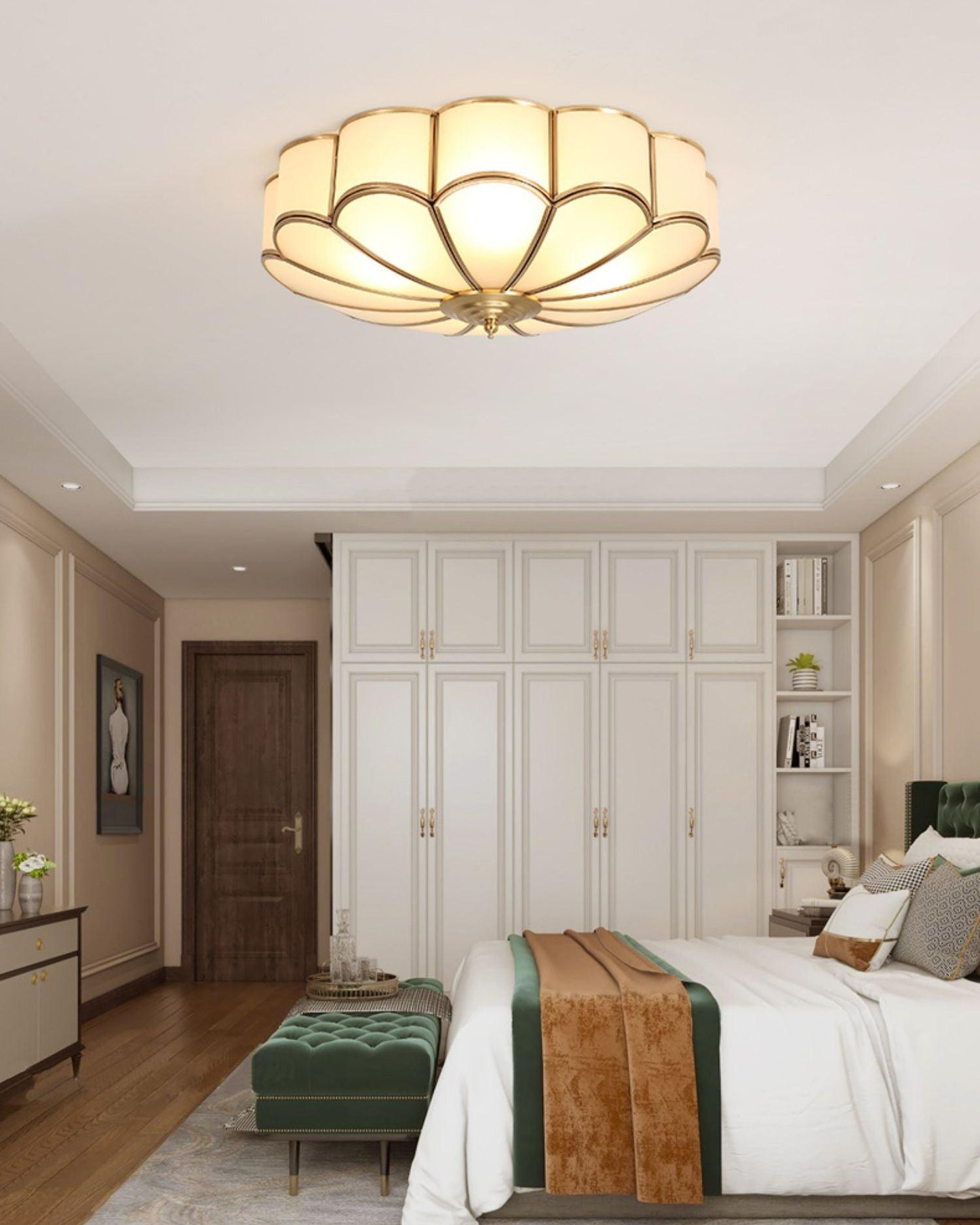 Flower Shape Glass Ceiling Lamp | Elegant Bedroom and Living Room Light Fixture