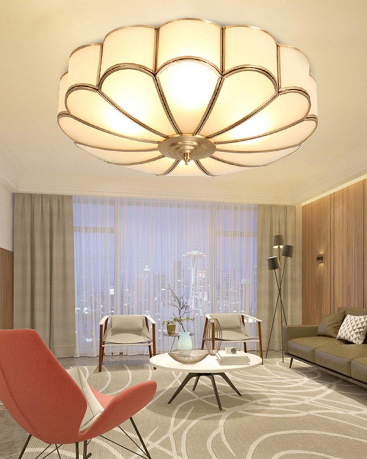 Flower Shape Glass Ceiling Lamp | Elegant Bedroom and Living Room Light Fixture