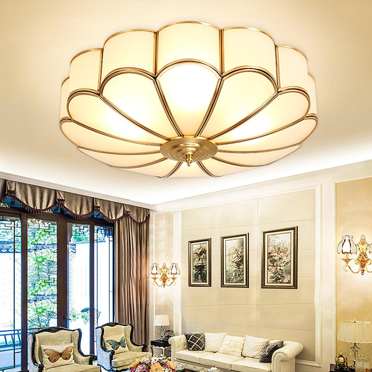 Flower Shape Glass Ceiling Lamp | Elegant Bedroom and Living Room Light Fixture