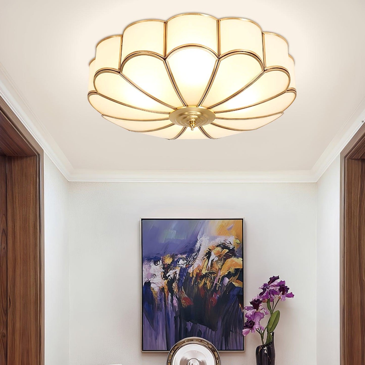 Flower Shape Glass Ceiling Lamp | Elegant Bedroom and Living Room Light Fixture