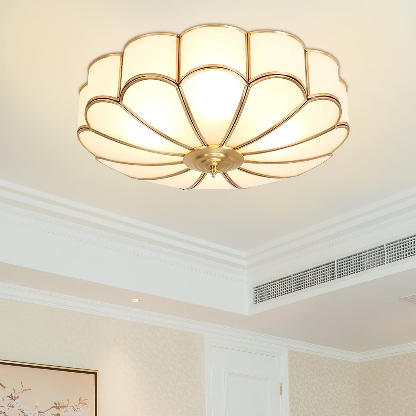Flower Shape Glass Ceiling Lamp | Elegant Bedroom and Living Room Light Fixture