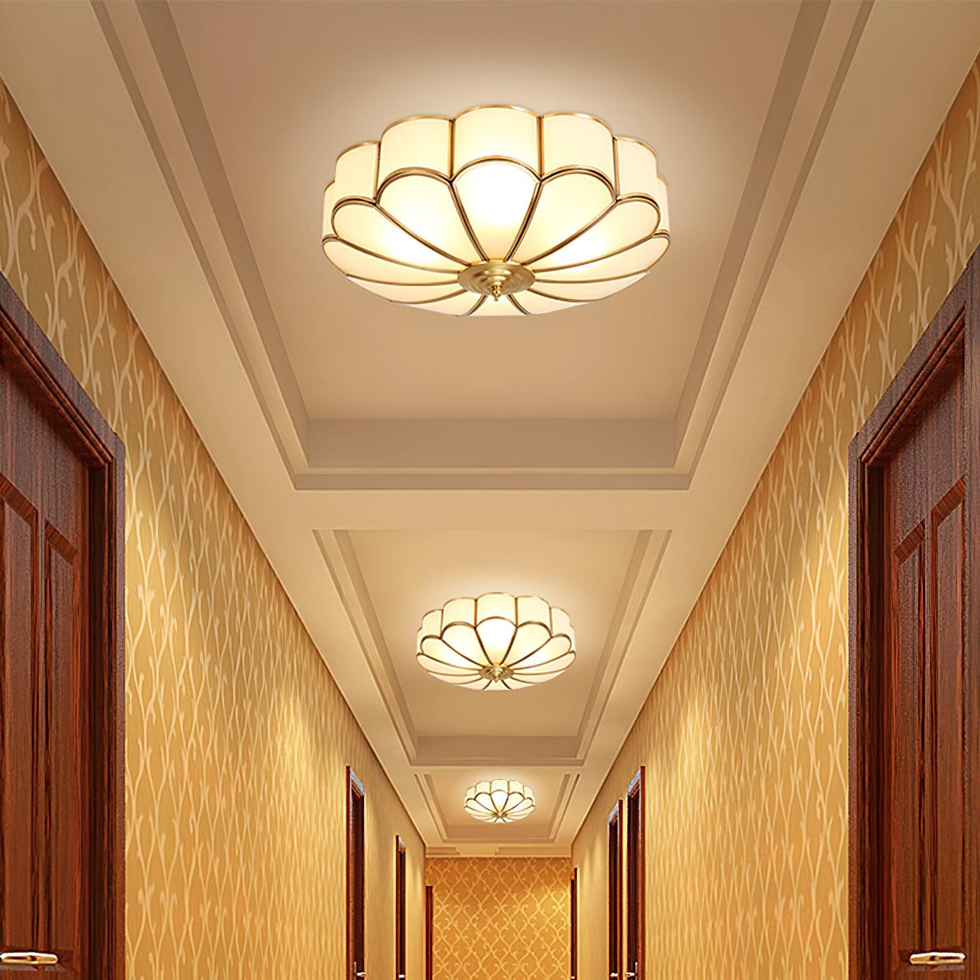 Flower Shape Glass Ceiling Lamp | Elegant Bedroom and Living Room Light Fixture