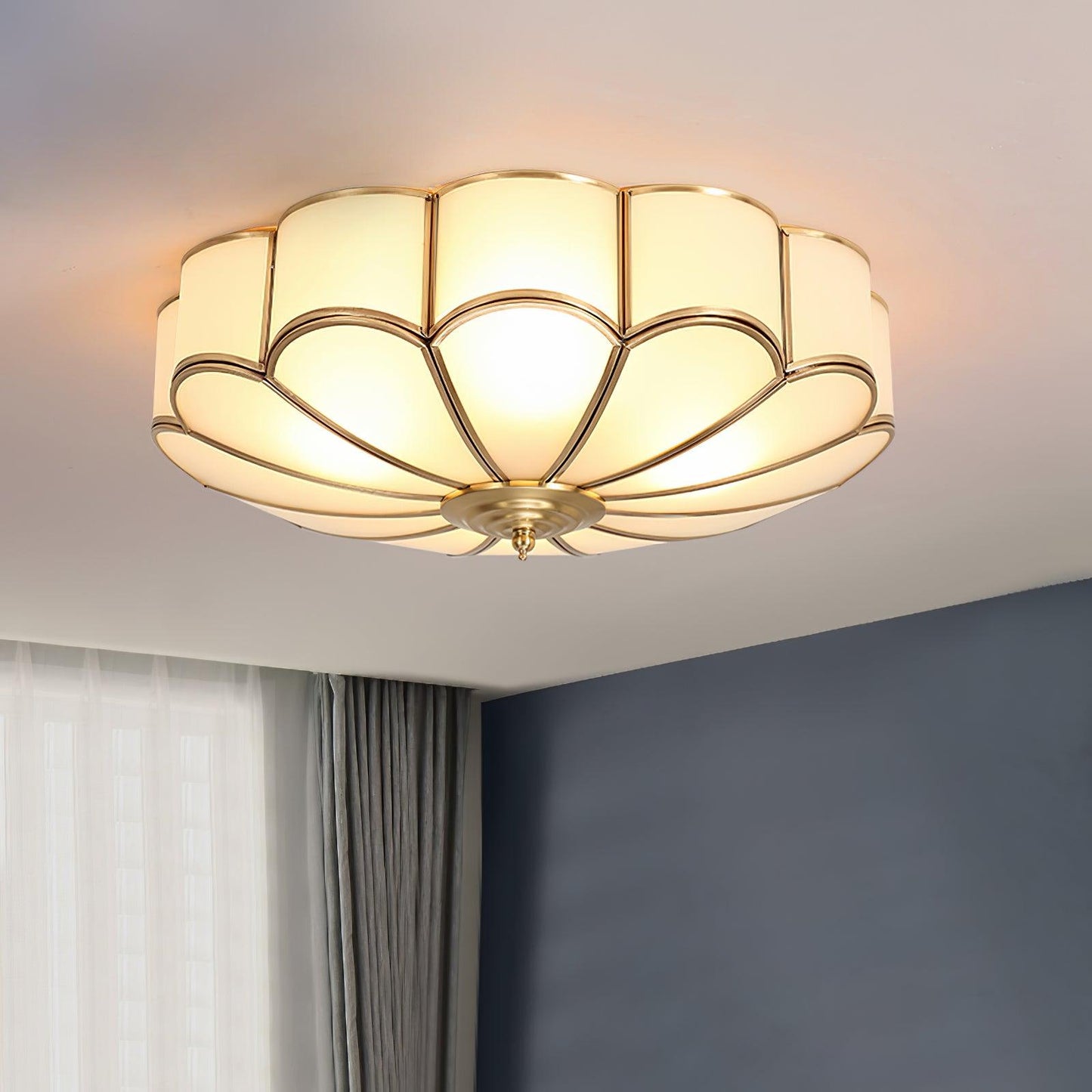 Flower Shape Glass Ceiling Lamp | Elegant Bedroom and Living Room Light Fixture
