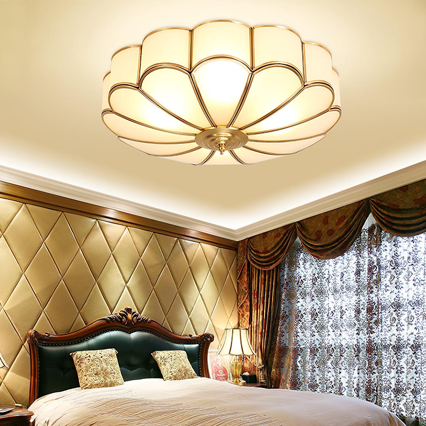 Flower Shape Glass Ceiling Lamp | Elegant Bedroom and Living Room Light Fixture