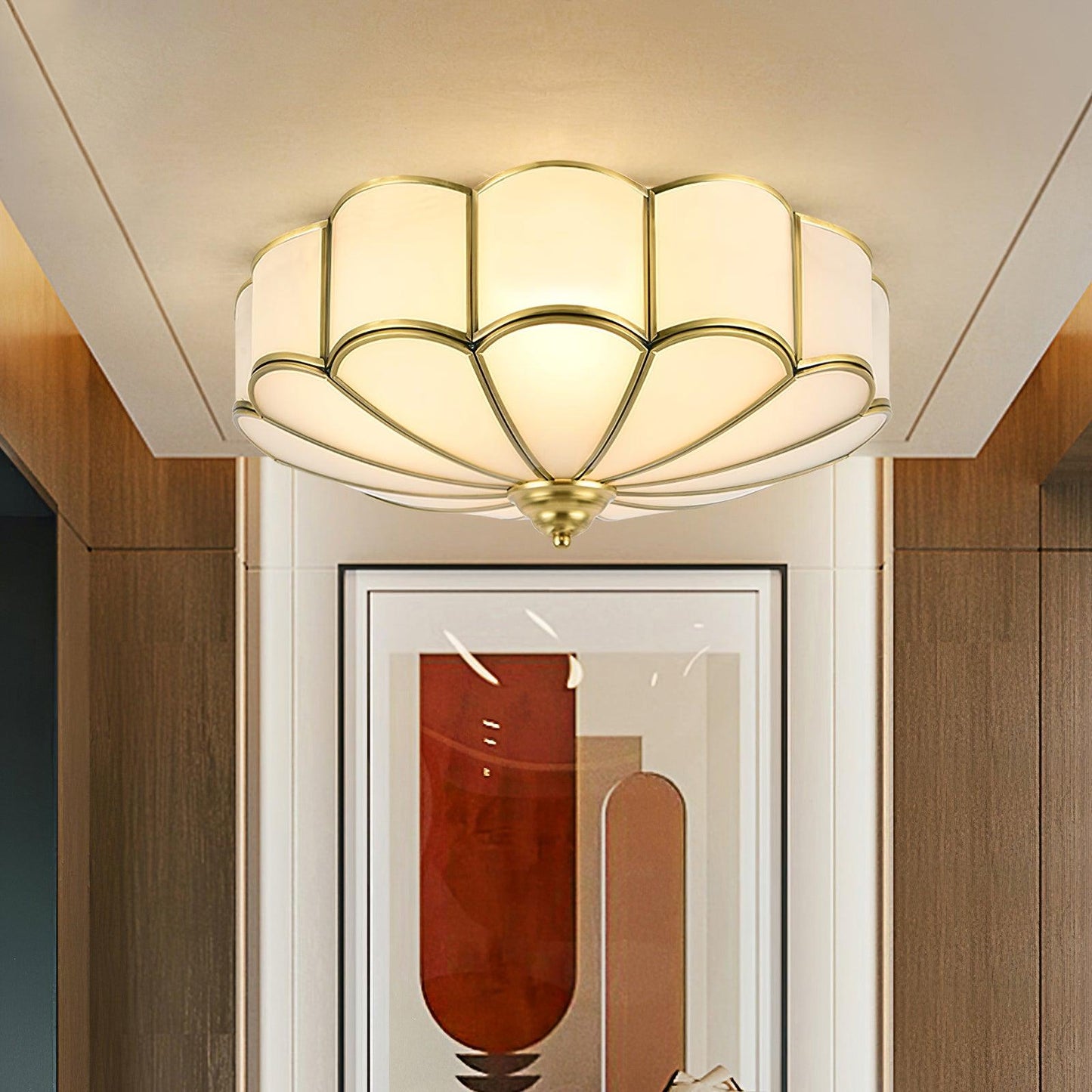Flower Shape Glass Ceiling Lamp | Elegant Bedroom and Living Room Light Fixture