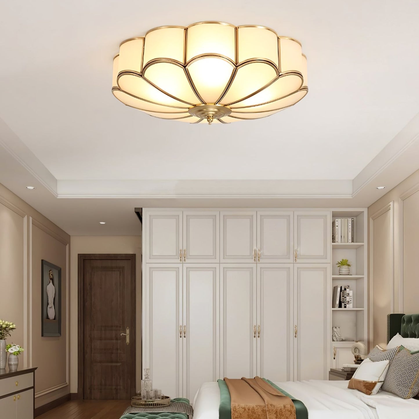 Flower Shape Glass Ceiling Lamp | Elegant Bedroom and Living Room Light Fixture