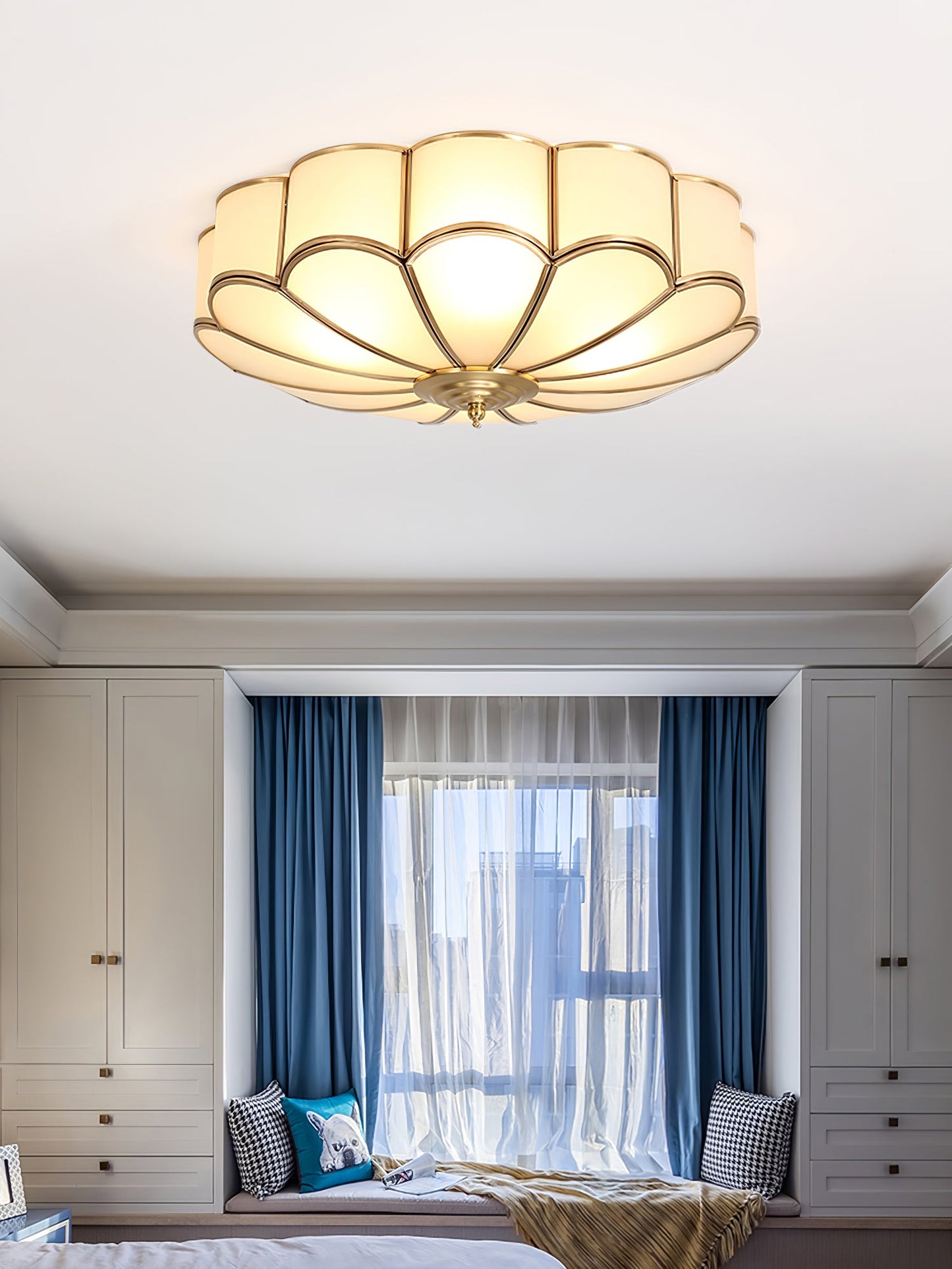 Flower Shape Glass Ceiling Lamp | Elegant Bedroom and Living Room Light Fixture