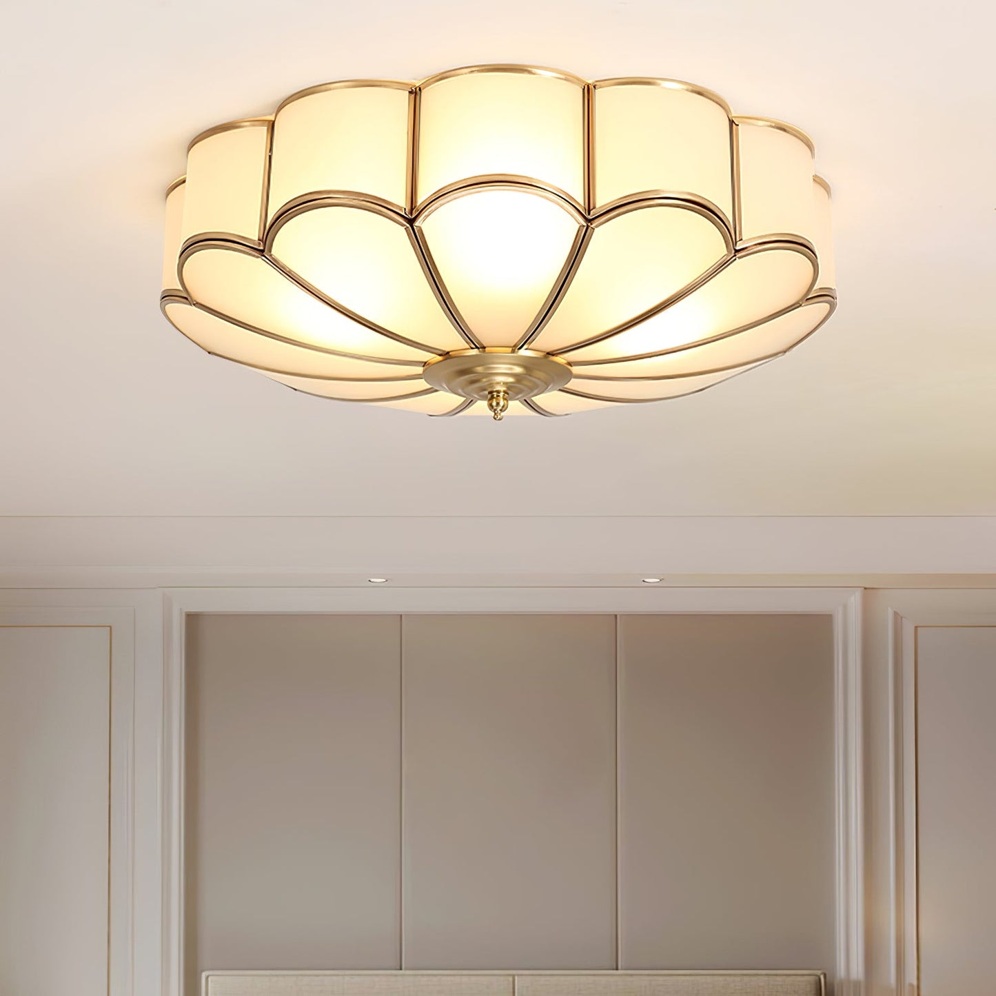 Flower Shape Glass Ceiling Lamp | Elegant Bedroom and Living Room Light Fixture