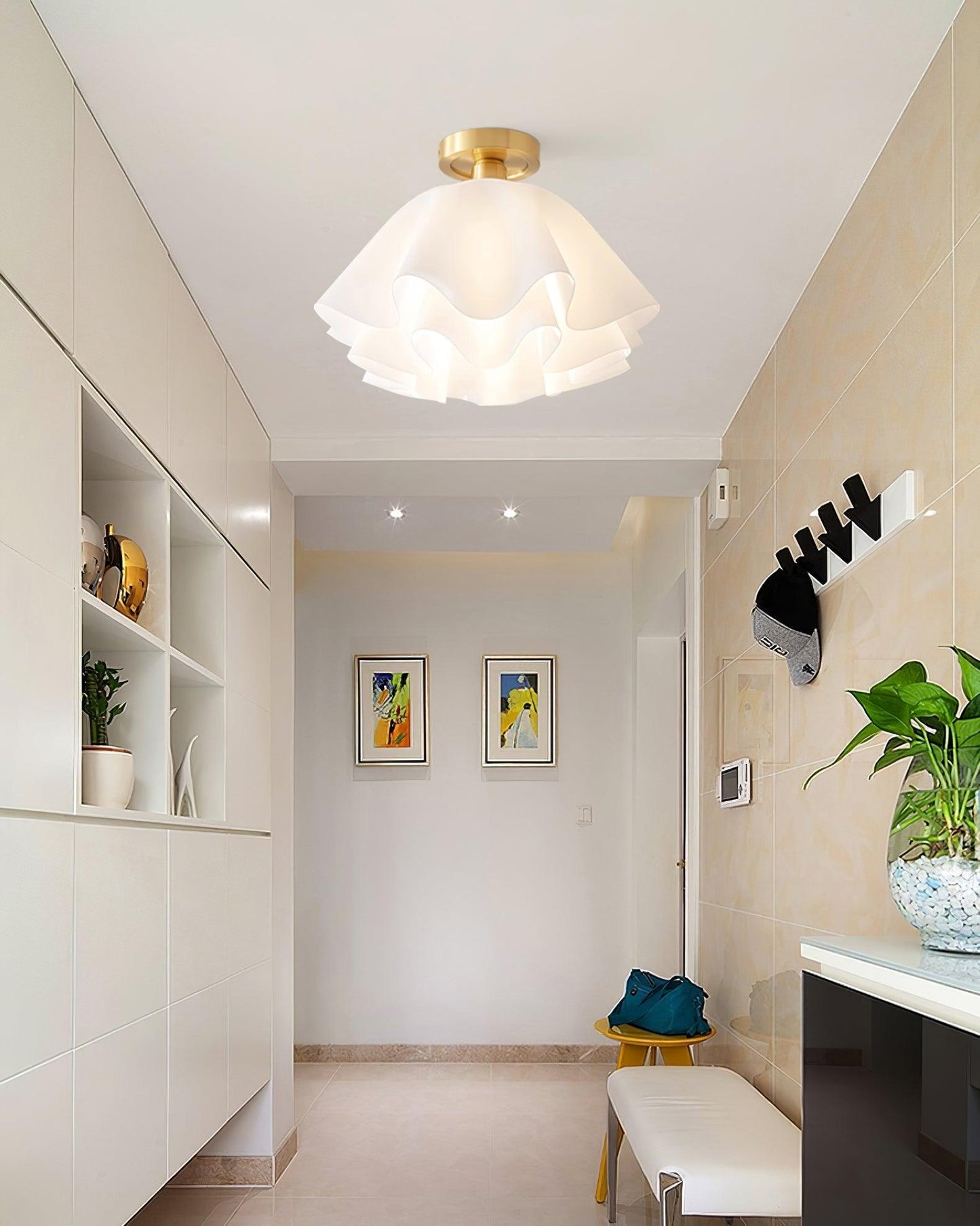 Modern Pleated Ceiling Light | Elegant Flush Mount Lamp for Bedroom or Living Room