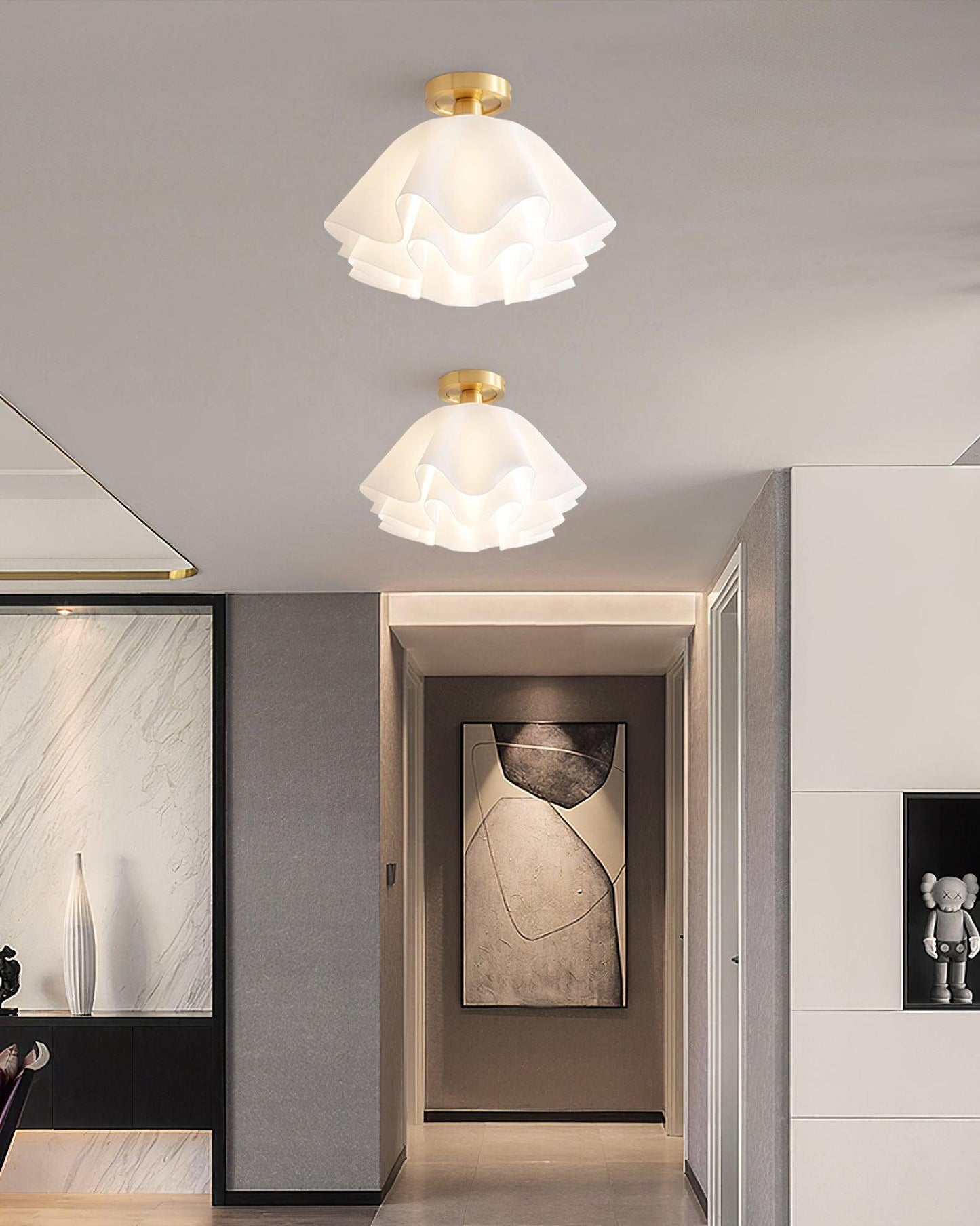 Modern Pleated Ceiling Light | Elegant Flush Mount Lamp for Bedroom or Living Room