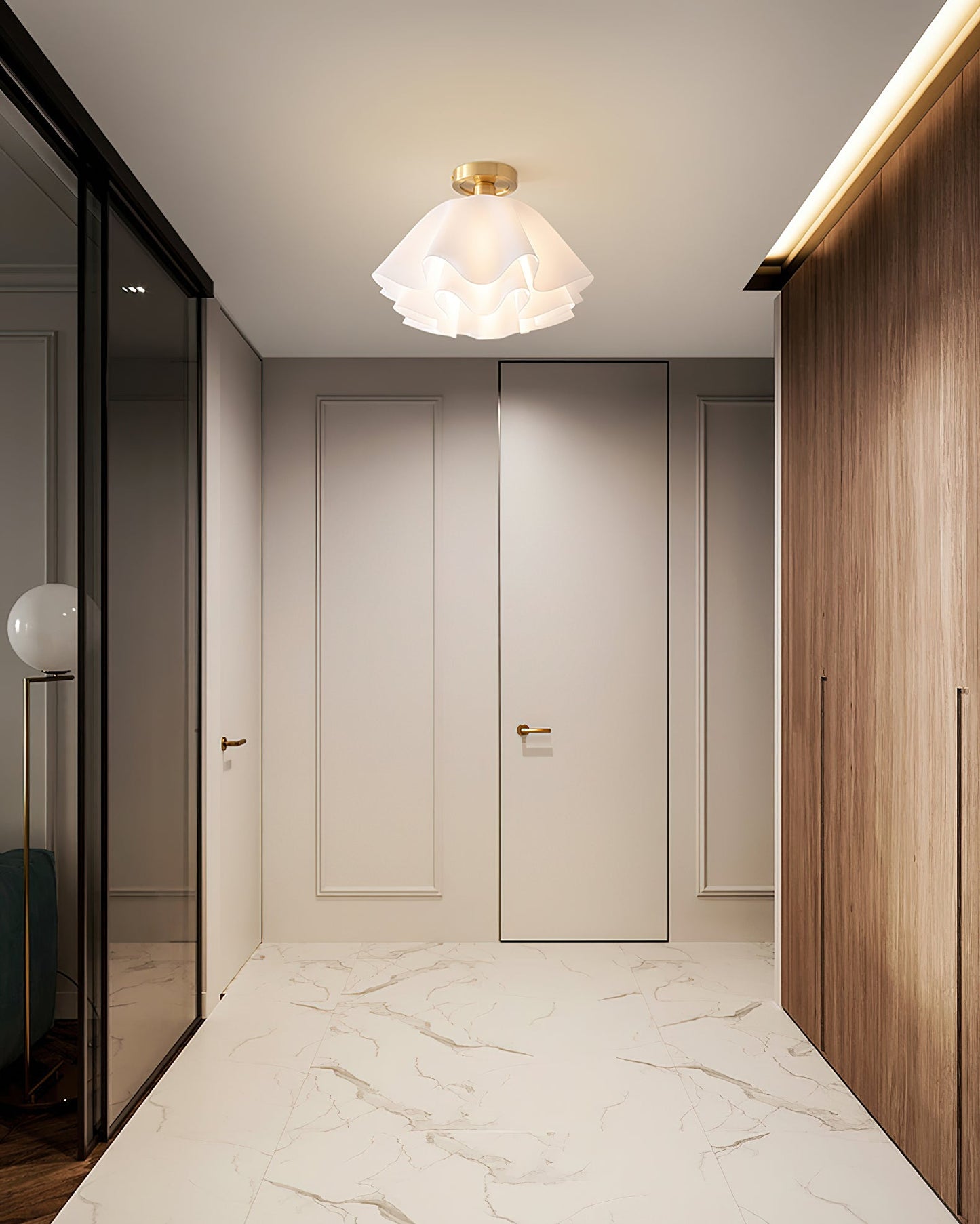 Modern Pleated Ceiling Light | Elegant Flush Mount Lamp for Bedroom or Living Room