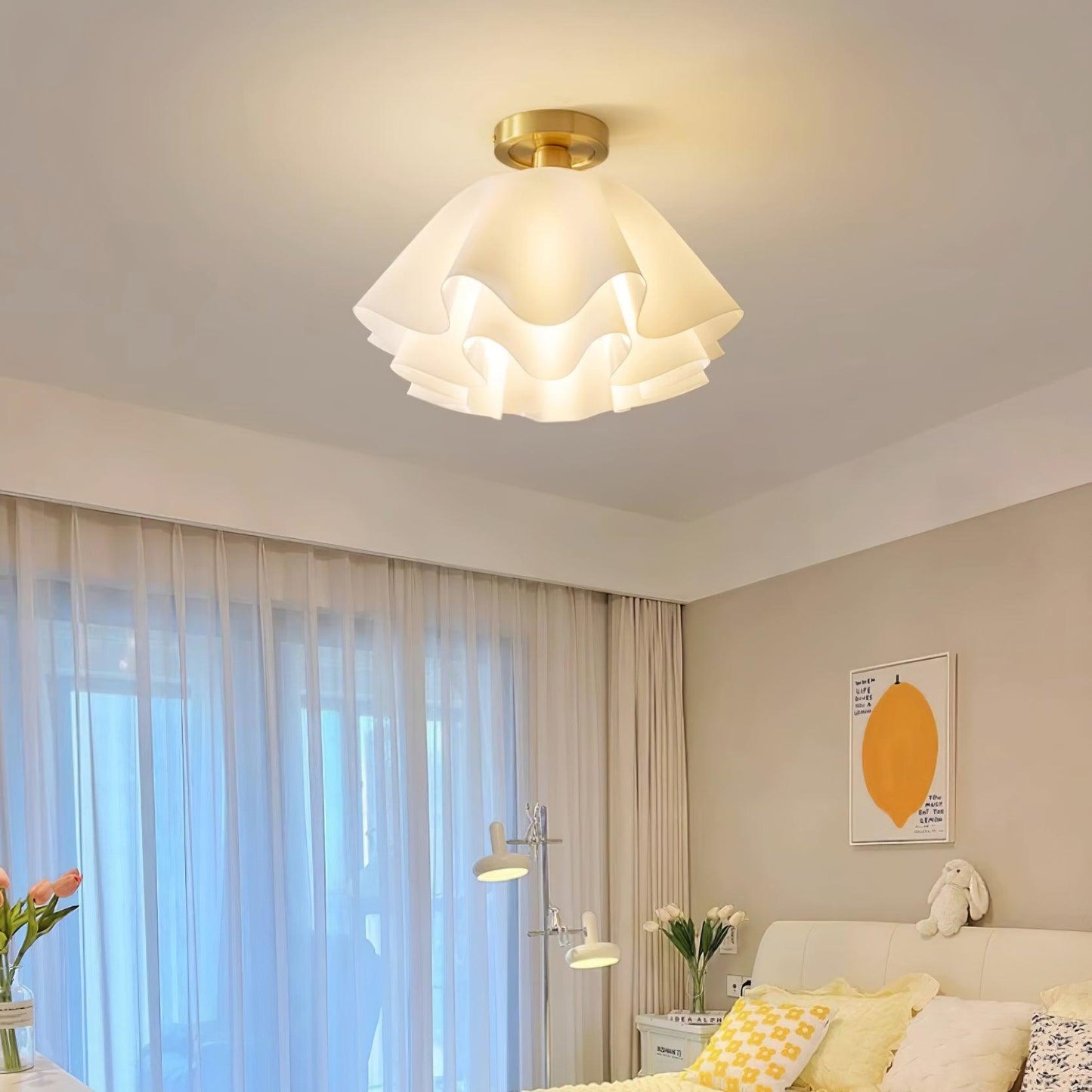 Modern Pleated Ceiling Light | Elegant Flush Mount Lamp for Bedroom or Living Room