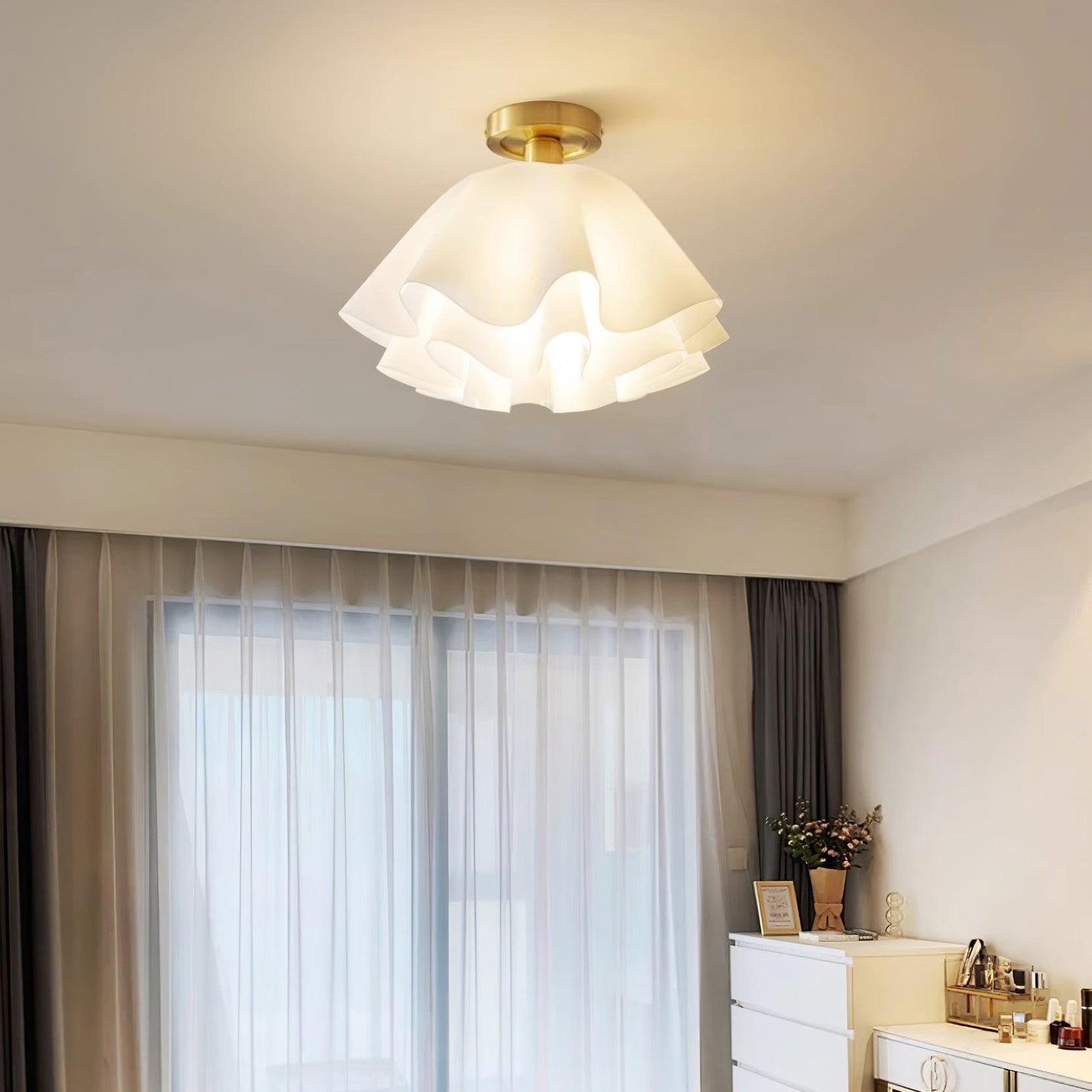 Modern Pleated Ceiling Light | Elegant Flush Mount Lamp for Bedroom or Living Room
