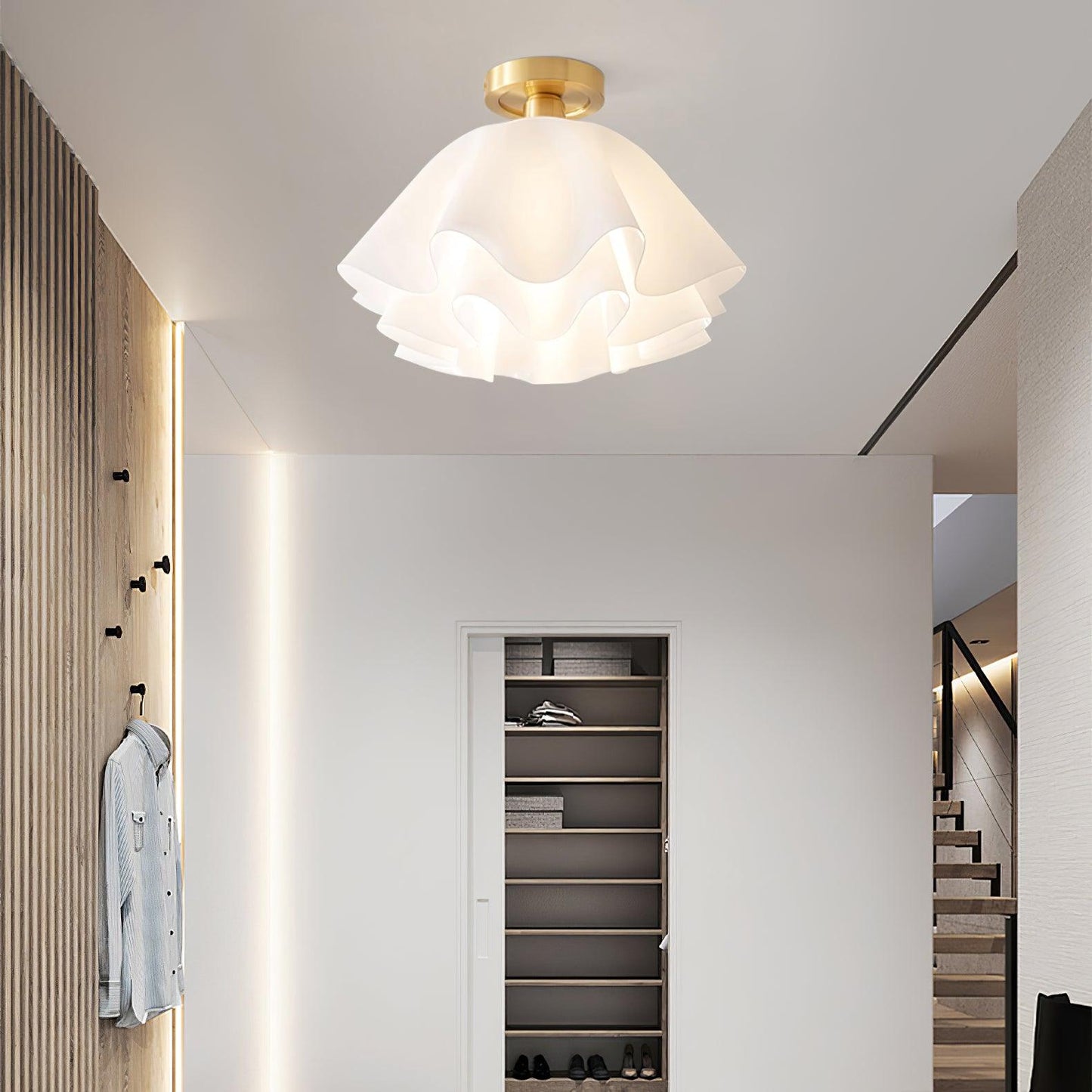 Modern Pleated Ceiling Light | Elegant Flush Mount Lamp for Bedroom or Living Room