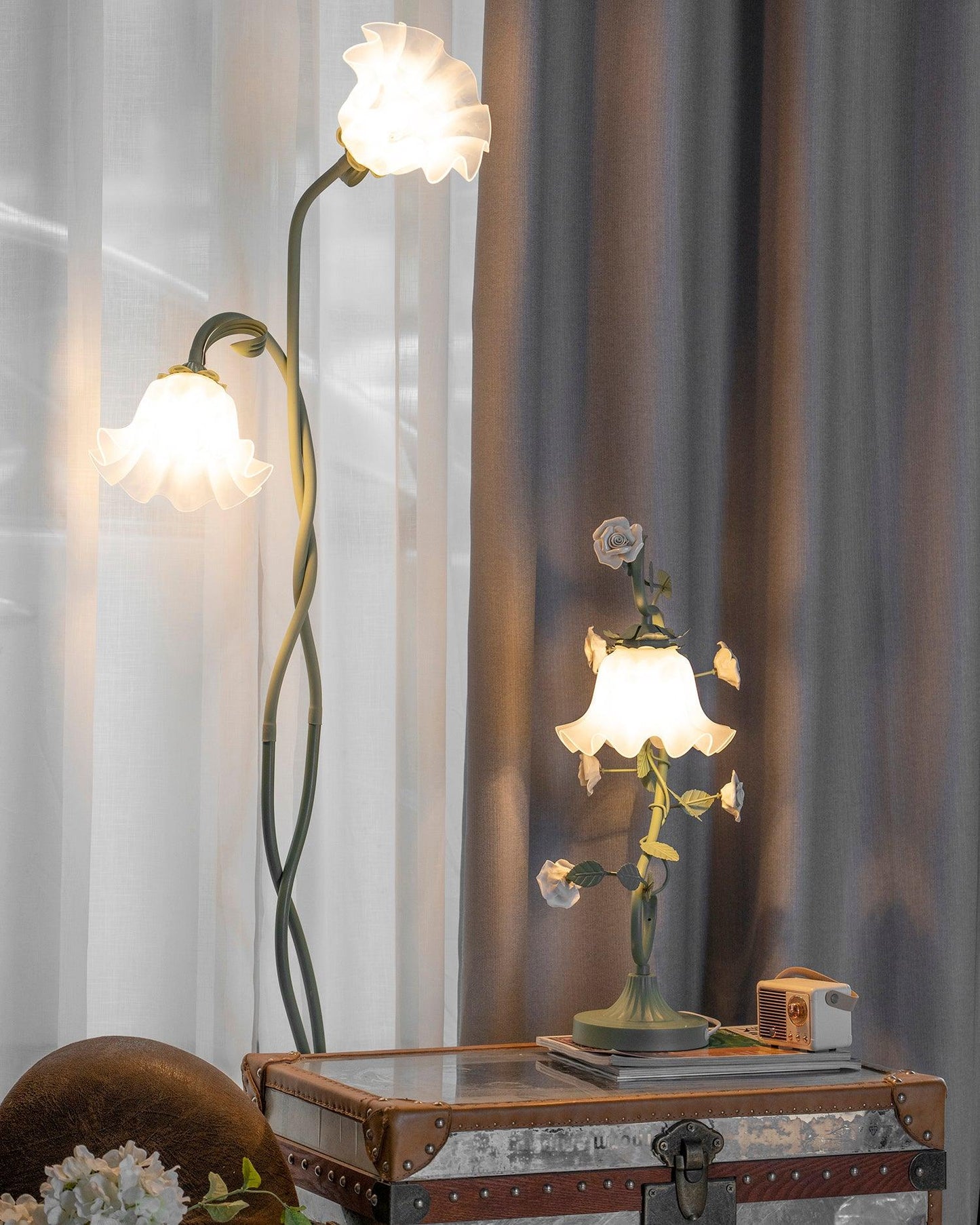 Floral Inspired Floor Lamp | Elegant Standing Light for Living Room