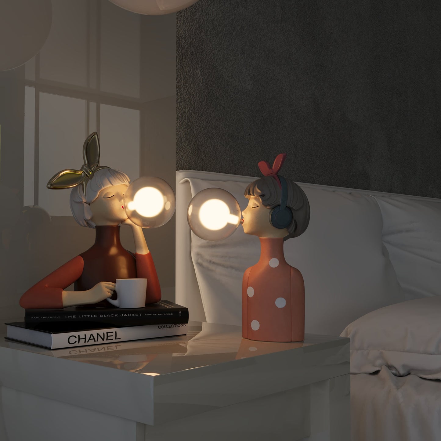 Handcrafted Artistic Figurine LED Table Lamp | Decorative Bedside and Desk Light
