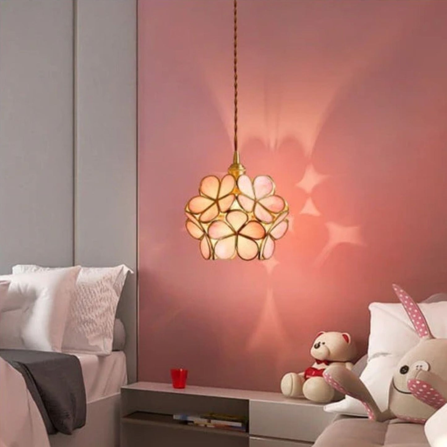 Vintage Flower Glass Pendant Ceiling Light | Elegant Hanging Lamp for Dining Room