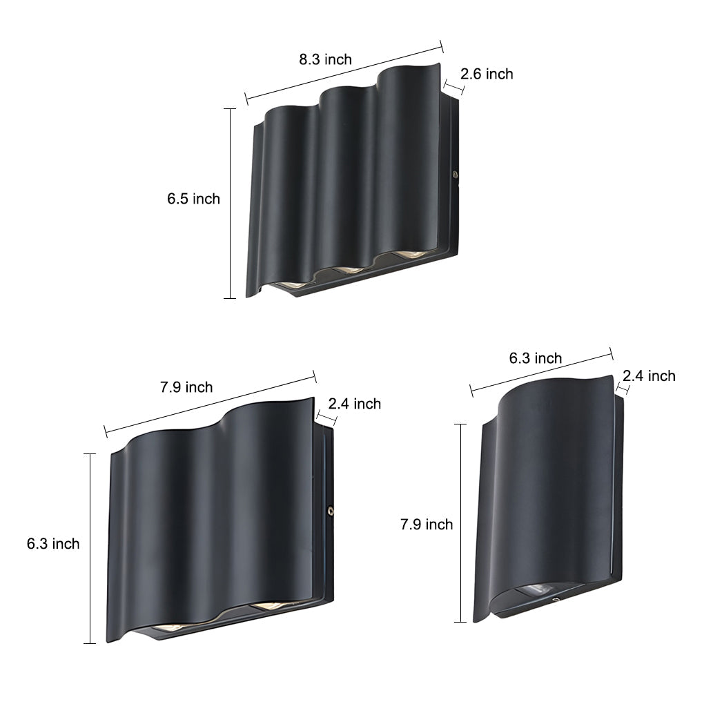 Outdoor LED Wall Sconce in Wave Design | Modern Up and Down Wall Light