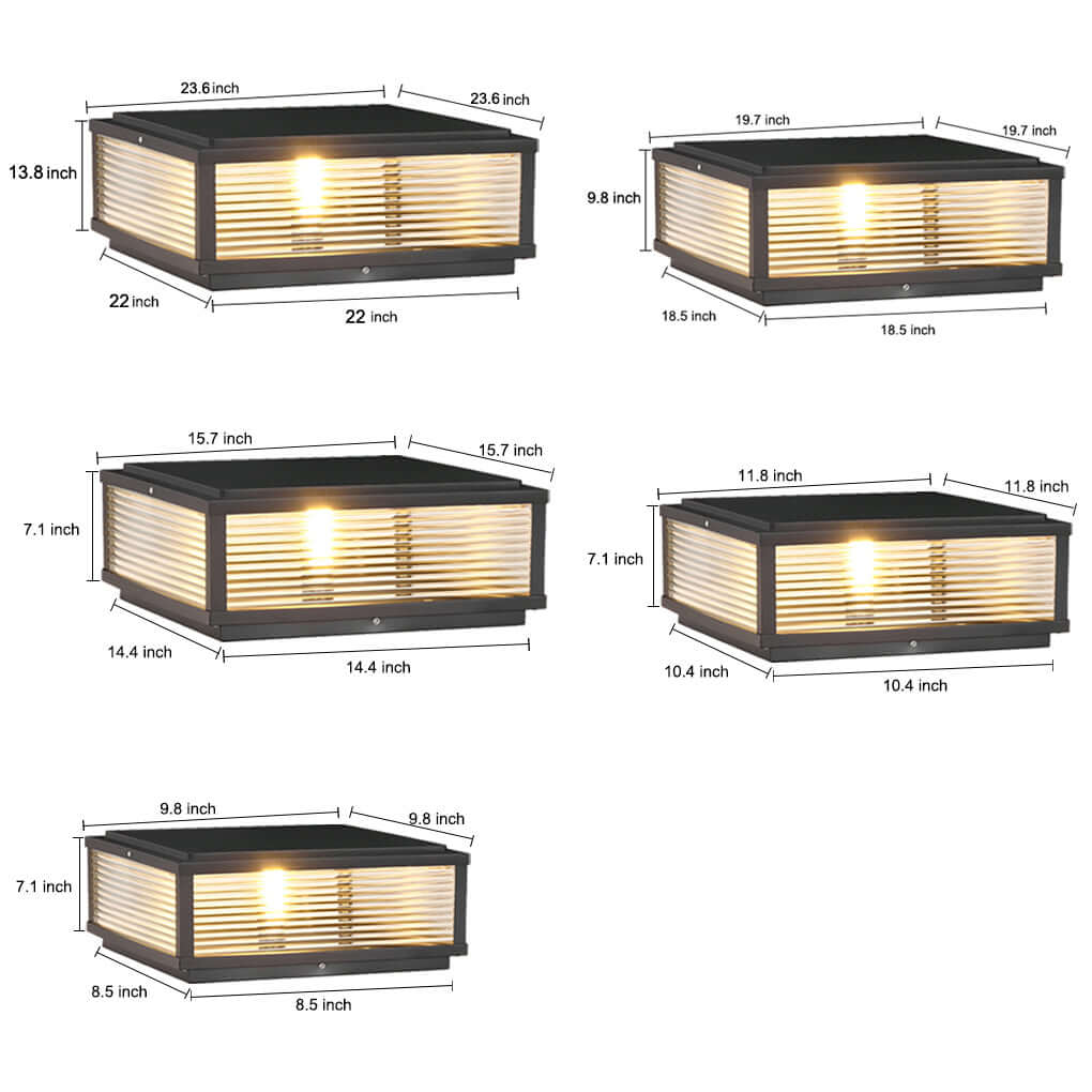 Outdoor LED Pillar Wall Light with Ribbed Glass | Modern Waterproof Gate Lamp