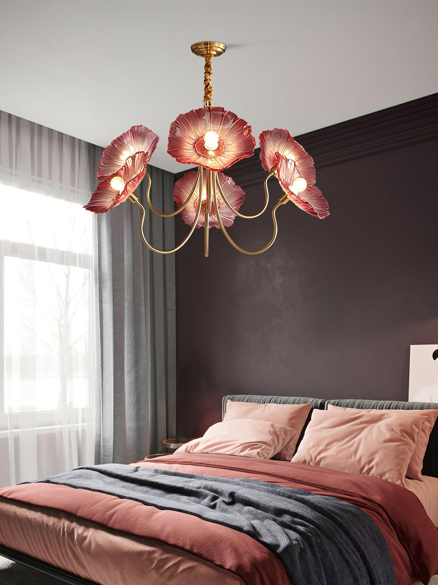 Leaf Glass Chandelier Ceiling Light | Modern Frosted Glass Pendant Lamp