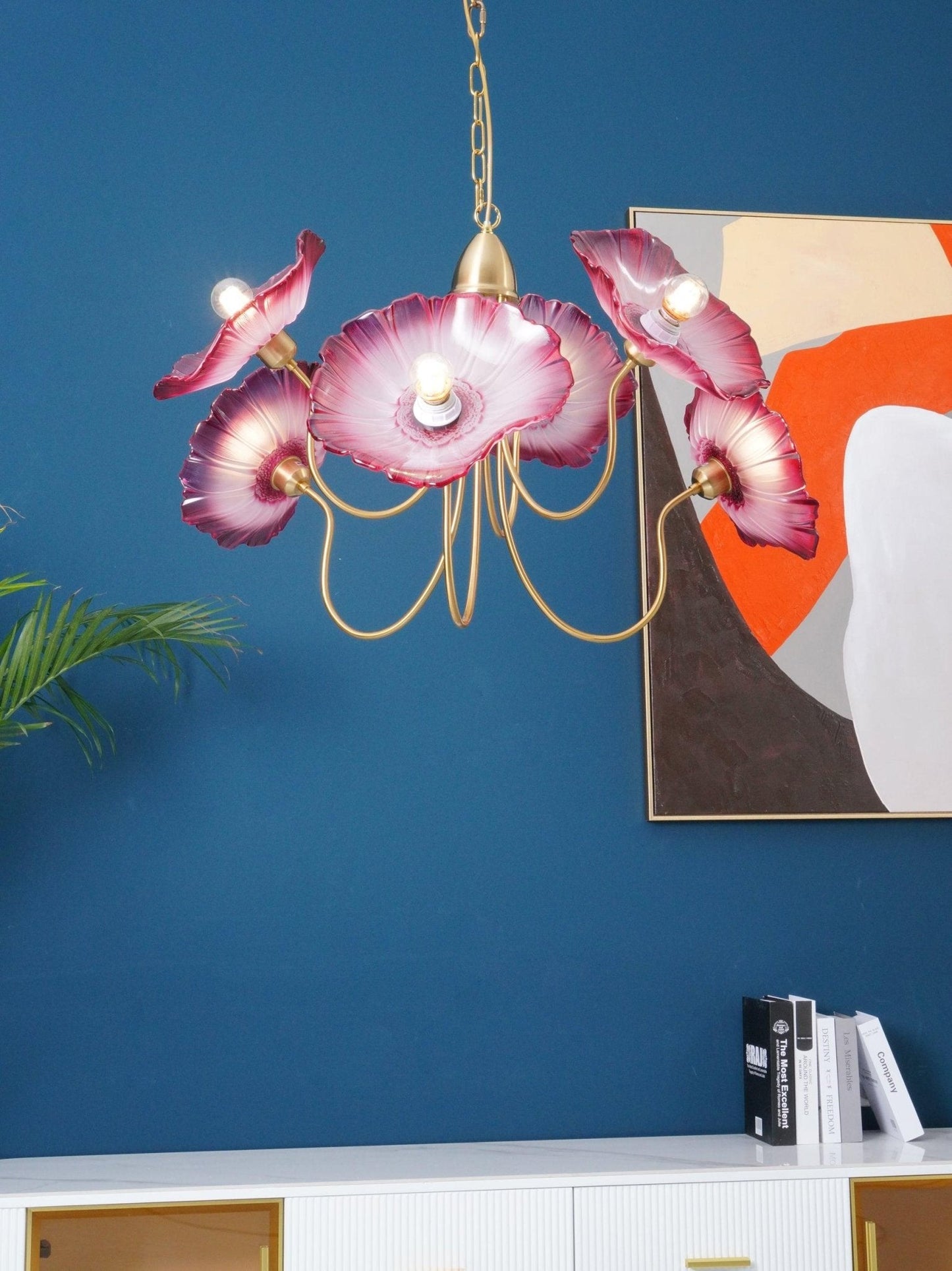 Leaf Glass Chandelier Ceiling Light | Modern Frosted Glass Pendant Lamp