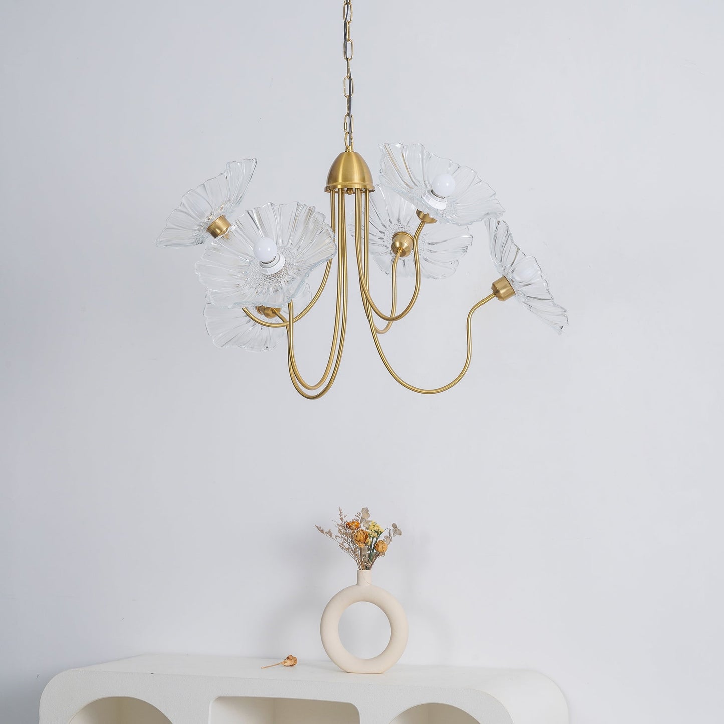 Leaf Glass Chandelier Ceiling Light | Modern Frosted Glass Pendant Lamp
